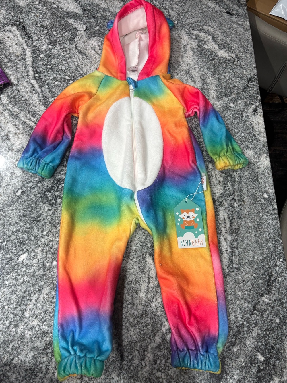 AlvaBaby Rainbow Hooded Kids One-Piece Costume - Multi-Color